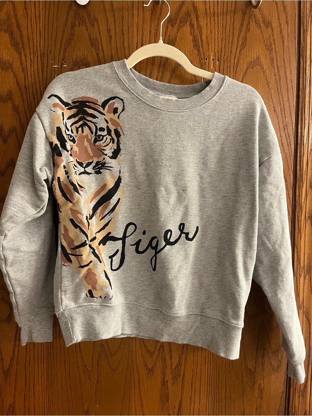 Anthropologie Gray Tiger Graphic Sweatshirt Maeve
